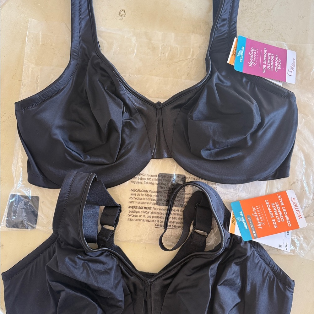 WARNER’S OLGA Bras NWT Black Full Figure 38DD $76 Retail Total